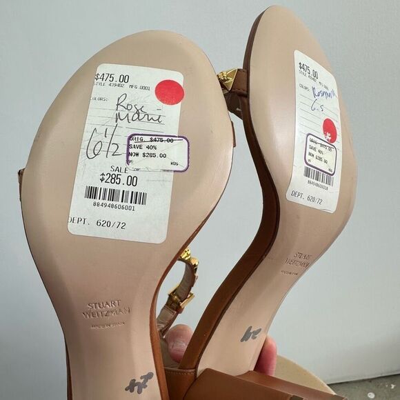 Stuart Weitzman Women’s Rosemarie Studded Leather Sandals - Picture 7 of 10